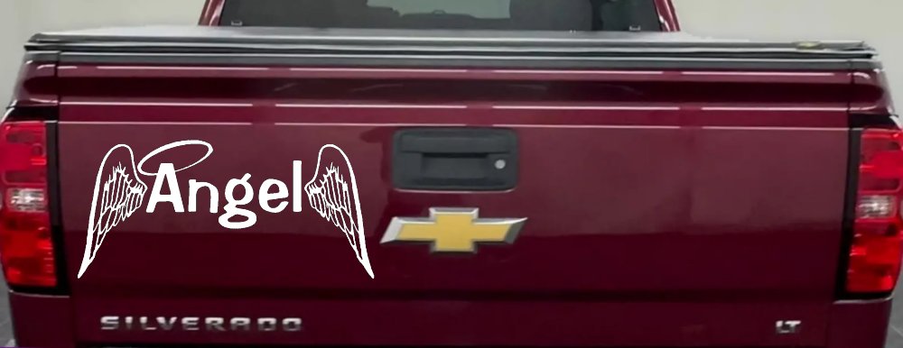 Angel With Wings Car or Truck Vinyl Window Decal Sticker (White)