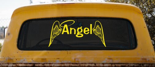 Angel Text With Wings and Halo Christian Car or Truck Window Decal Sticker
