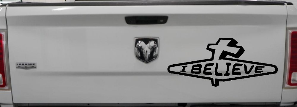 I Believe with Cross Christian Car or Truck Window Decal Sticker
