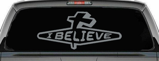 I Believe with Cross Christian Car or Truck Window Decal Sticker