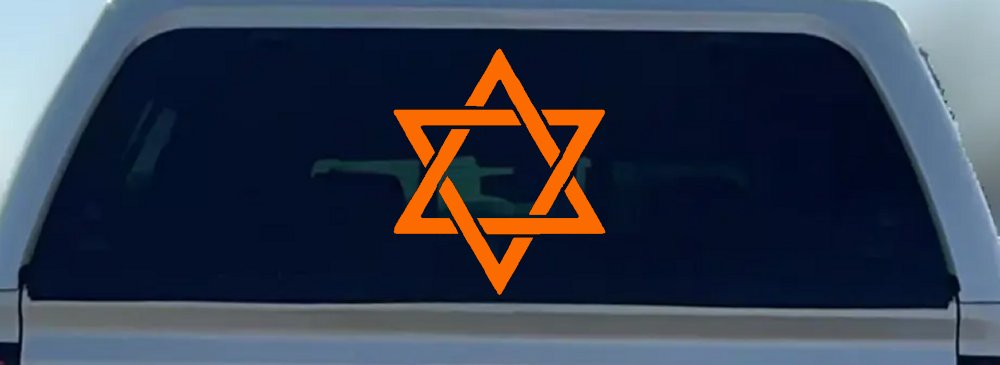 Star Of David Christian Car or Truck Window Decal Sticker (Orange)