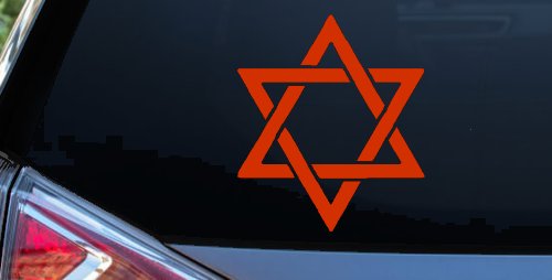 Star Of David Christian Car or Truck Window Decal Sticker (Orange Red)