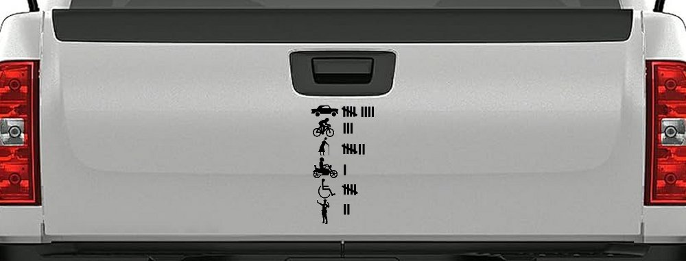Keeping Count Things You've Hit with Your Car Funny Car or Truck Window Decal Sticker (Black)