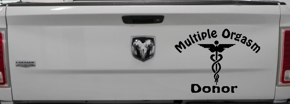 Multiple Orgasm Doner Funny Car or Truck Window Decal Sticker (Black)