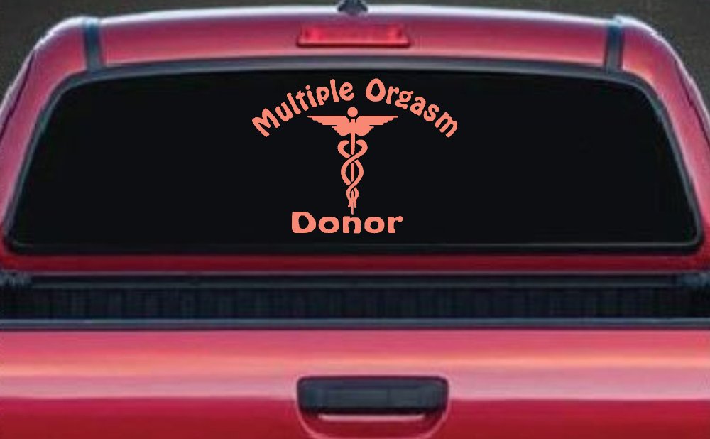 Multiple Orgasm Doner Funny Car or Truck Window Decal Sticker (Coral)