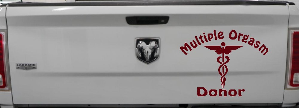 Multiple Orgasm Doner Funny Car or Truck Window Decal Sticker (Purple Red)