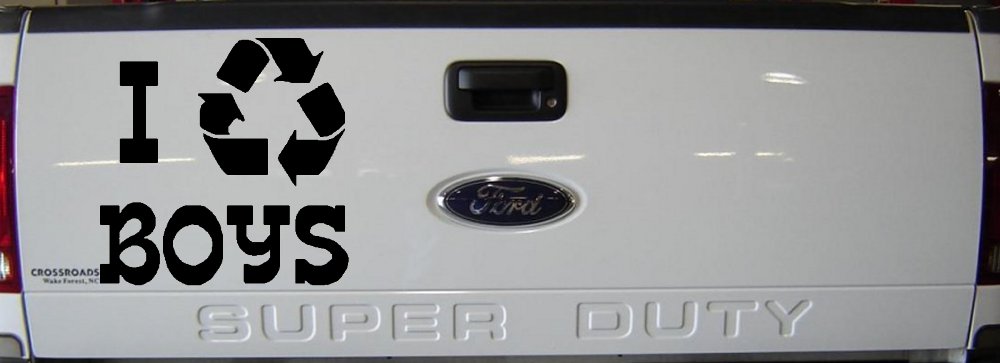 I Recycle Boys Car or Truck Window Decal Sticker (Black)