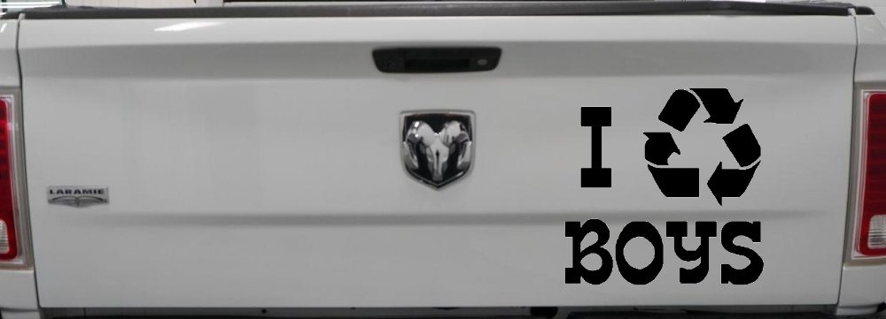 I Recycle Boys Car or Truck Window Decal Sticker (Black)