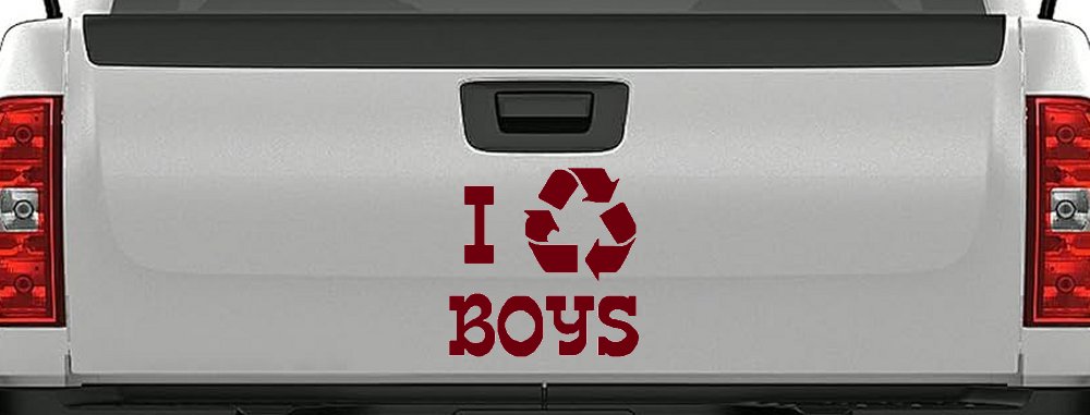 I Recycle Boys Funny Car Truck Window Decal Sticker Vinyl Humor (Burgundy)