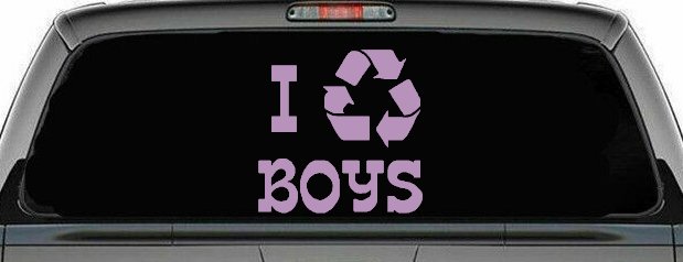 I Recycle Boys Car or Truck Window Decal Sticker (Lilac)