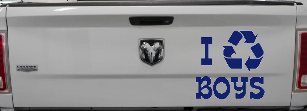 I Recycle Boys Car or Truck Window Decal Sticker (Navy)