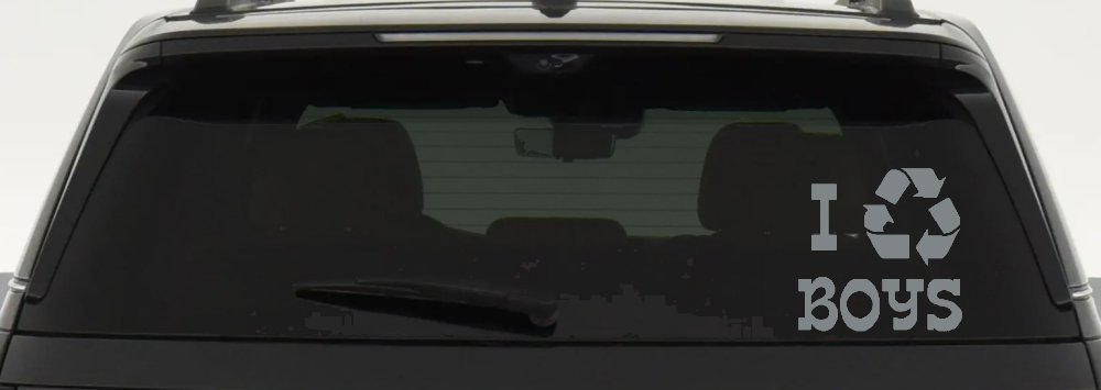 I Recycle Boys Car or Truck Window Decal Sticker (Telegrey)