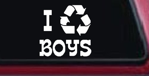 I Recycle Boys Car or Truck Window Decal Sticker (White)
