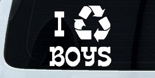 I Recycle Boys Car or Truck Window Decal Sticker (White)