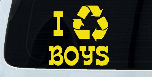 I Recycle Boys Funny Car Truck Window Decal Sticker Vinyl Humor (Yellow)