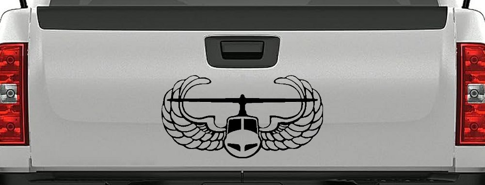 Air Assault Airborne Helicopter with Wings Military Car or Truck Window Decal Sticker (Black)