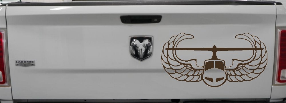 Air Assault Airborne Helicopter with Wings Military Car or Truck Window Decal Sticker (Brown)