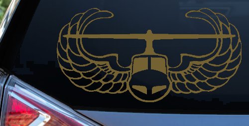 Air Assault Airborne Helicopter with Wings Military Car or Truck Window Decal Sticker (Gold)