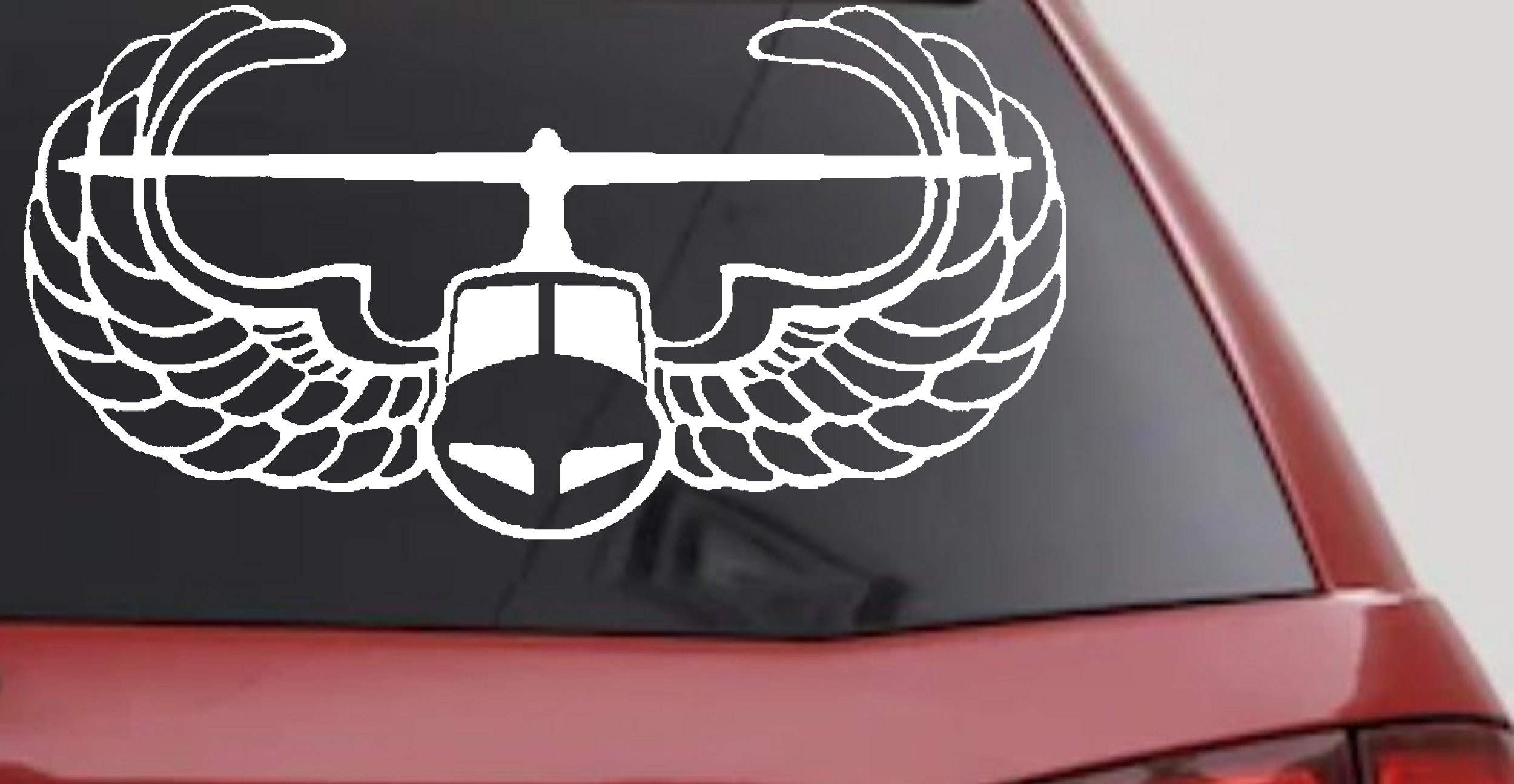 Air Assault Airborne Military Car or Truck Vinyl Window Decal Sticker (White)