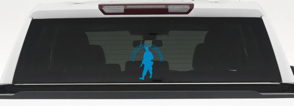 American Heroes Soldier Decal for Car Truck Window - Vinyl Sticker (Blue)