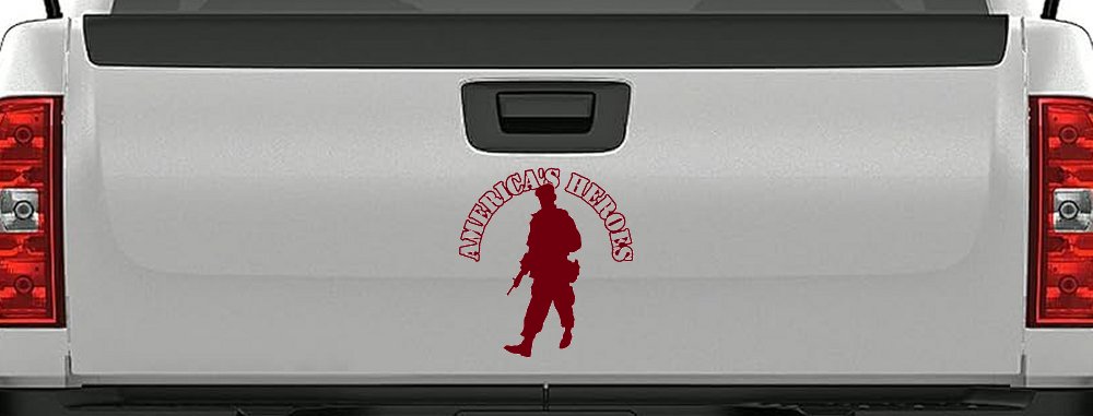 Military Soldier American Heroes Car or Truck Window Decal Sticker (Burgundy)