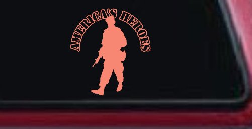 American Heroes Soldier Decal for Car Truck Window - Vinyl Sticker (Coral)