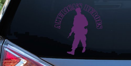 Military Soldier American Heroes Car or Truck Window Decal Sticker (Violet)