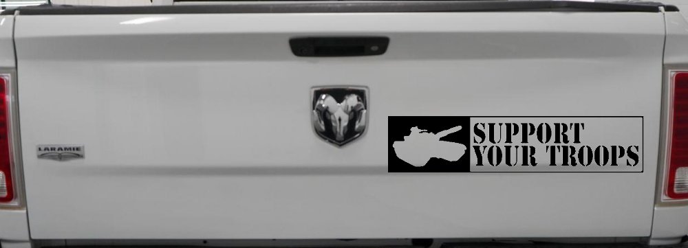 Support Your Troops Military Car or Truck Window Decal Sticker (Black)