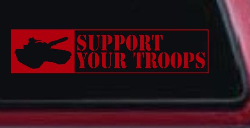 Support Your Troops Military Car or Truck Window Decal Sticker (Red)