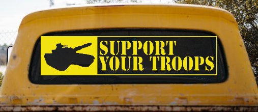Support Your Troops Military Car or Truck Window Decal Sticker (Yellow)