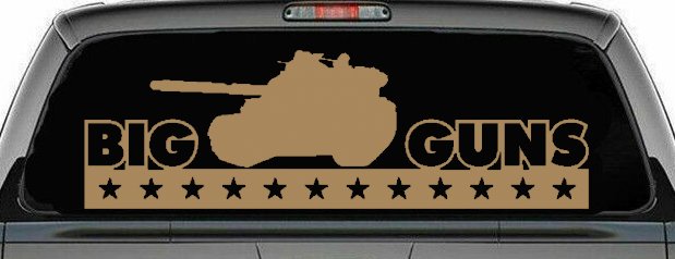 Big Guns Military Car or Truck Window Decal Sticker (Light Brown)