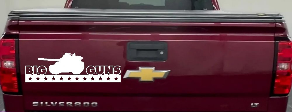 Big Guns Military Car or Truck Window Decal Sticker (White)