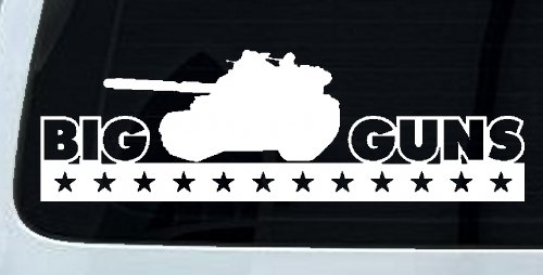 Big Guns Military Car or Truck Window Decal Sticker (White)