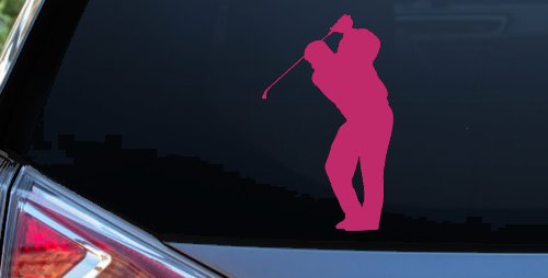 Golf Swing Golfer Car or Truck Window Decal Sticker (Hot Pink)