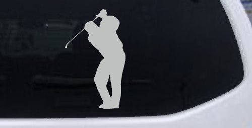 Golf Swing Golfer Car or Truck Window Decal Sticker (Light Gray)