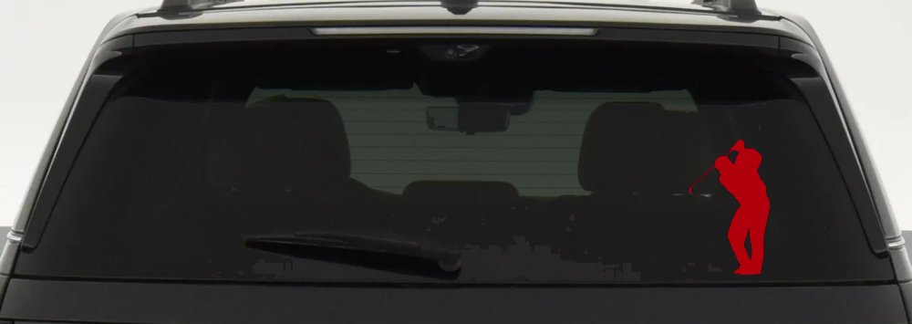 Golf Swing Golfer Car or Truck Window Decal Sticker (Red)