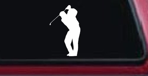 Golf Swing Golfer Car or Truck Window Decal Sticker (White)