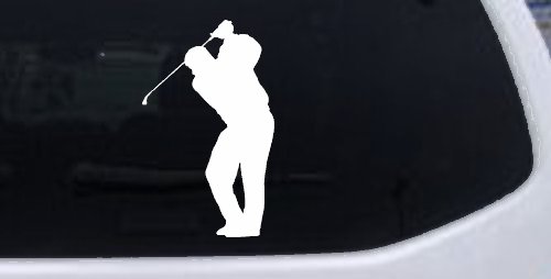 Golf Swing Golfer Car or Truck Window Decal Sticker (White)