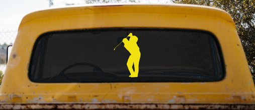 Golf Swing Golfer Car or Truck Window Decal Sticker (Yellow)
