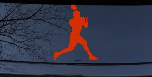 Football Player Sports Car or Truck Window Decal Sticker (Orange Red)