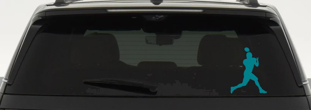 Football Player Sports Car or Truck Window Decal Sticker (Turquoise Blue)