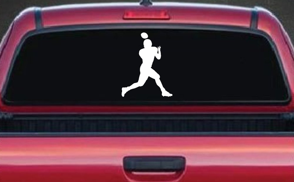 Football Player Sports Car or Truck Window Decal Sticker (White)