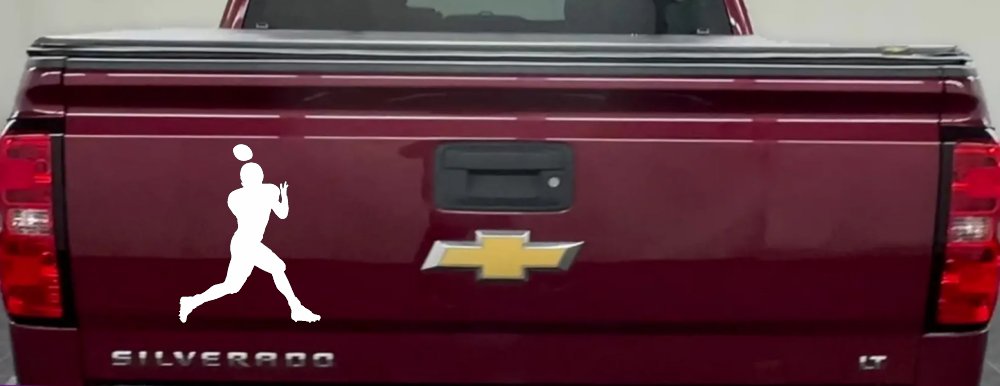 Football Player Sports Car or Truck Window Decal Sticker (White)