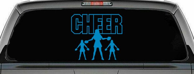 Cheer Cheerleader Car or Truck Window Decal Sticker (Blue)