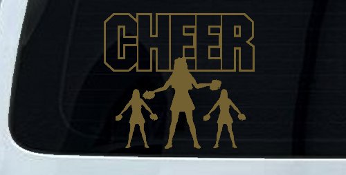 Cheer Cheerleader Car or Truck Window Decal Sticker (Gold)