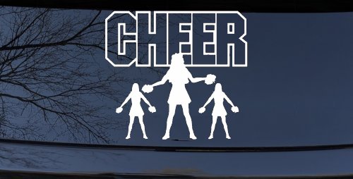 Cheer Cheerleader Car or Truck Window Decal Sticker (White)