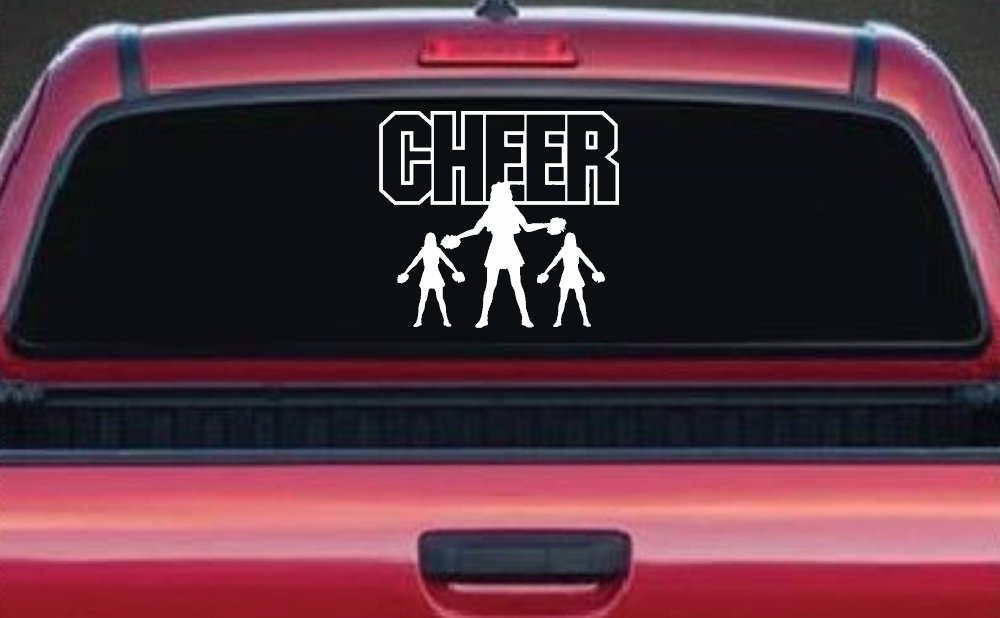 Cheer Cheerleader Car or Truck Window Decal Sticker (White)