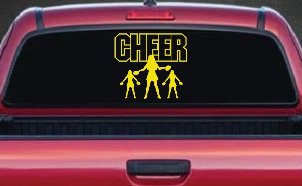 Cheer Cheerleader Car or Truck Window Decal Sticker (Yellow)