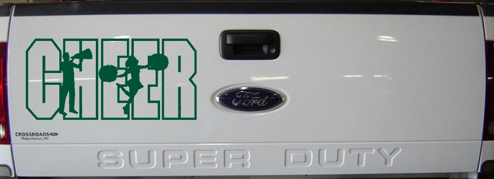 Cheer Cheerleader Car or Truck Window Decal Sticker (Dark Green)