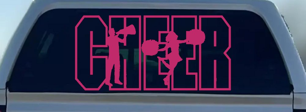 Cheer Cheerleader Car or Truck Window Decal Sticker (Hot Pink)